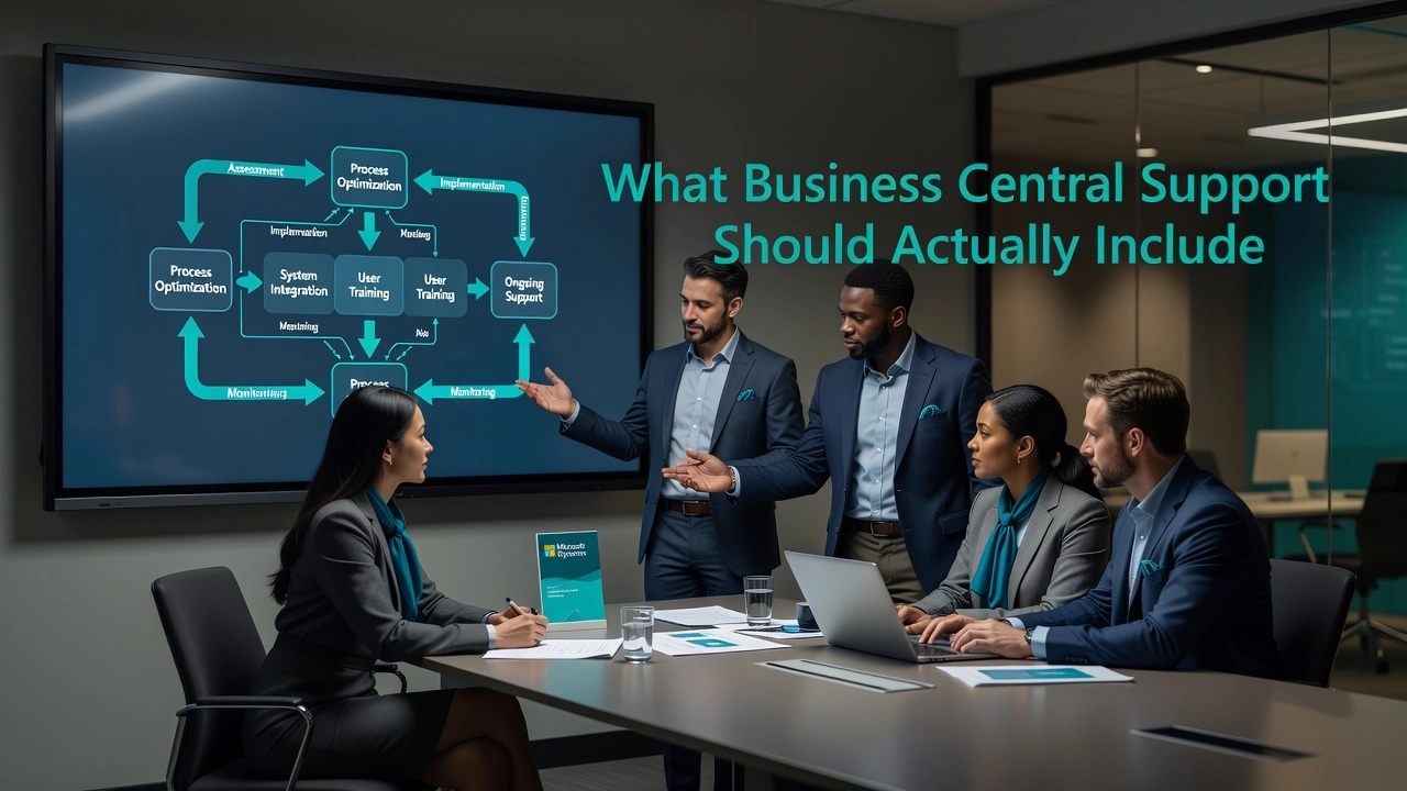 Professional header image for list-based article: What Business Central Support Should Actually Include