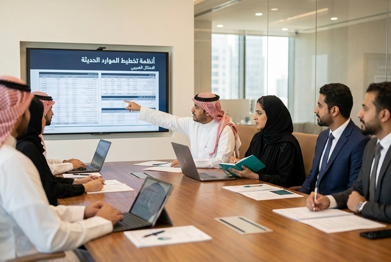 Professional header image for list-based article: تحديات متاجر السعودية وكيف يحلها ERP الحديث