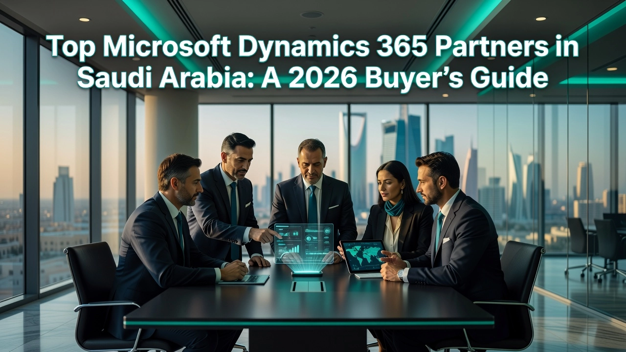 Professional header image for list-based article: Top Microsoft Dynamics 365 Partners in Saudi Arabia: A 20...